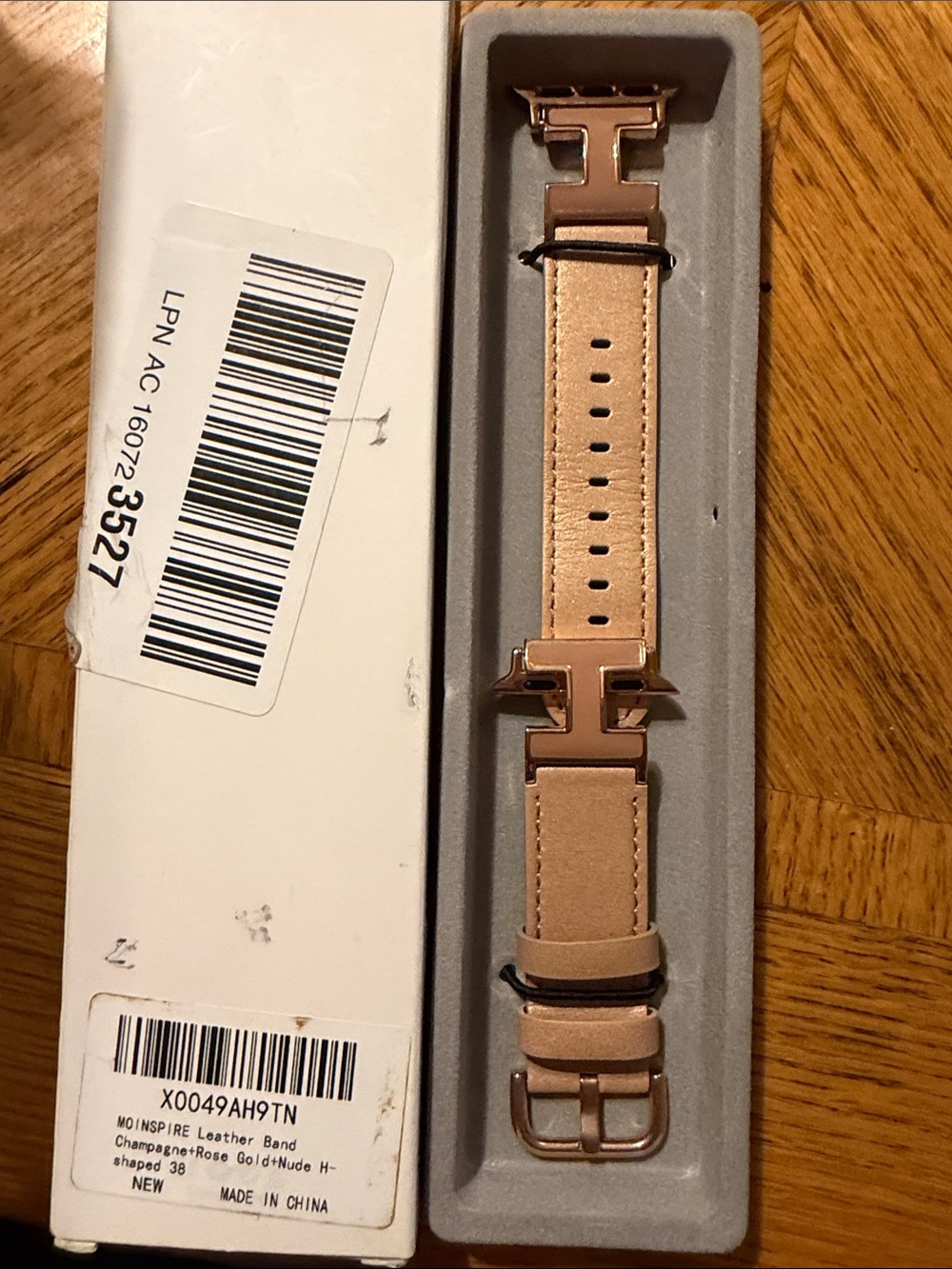 Leather Watch Band - Champagne/Rose gold compatible with Apple Watch